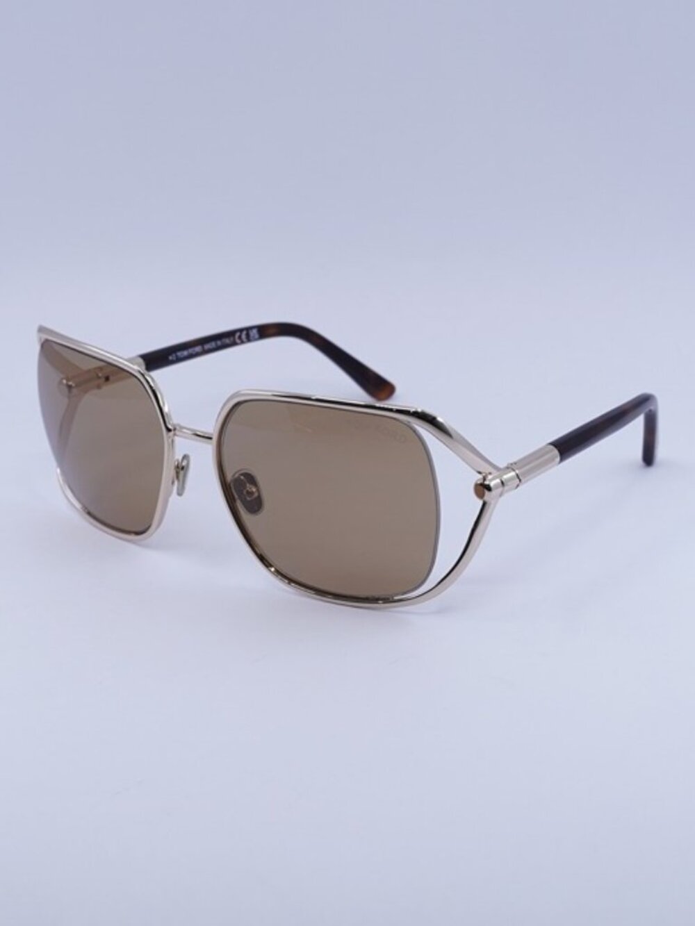 Tom Ford Goldie FT1092 28E Sunglasses Shiny Rose Gold Square Frame, Brown Lenses
